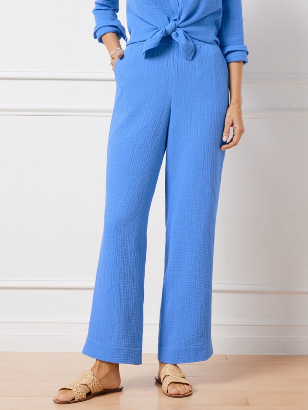 Talbots Pants NWT XL Petite Airy Gauze Pull On Women’s Casual pant Blue